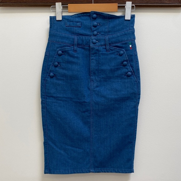 Miss Sixty Dresses & Skirts - Miss Sixty Blue Buttoned Pencil Skirt